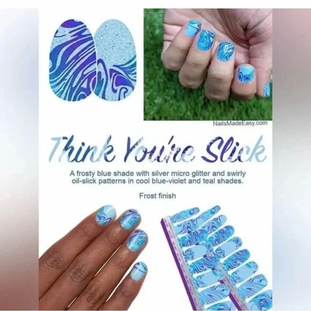 NWT Color Street Think You're Slick Press-On Nails - Blue and Purple Swirl